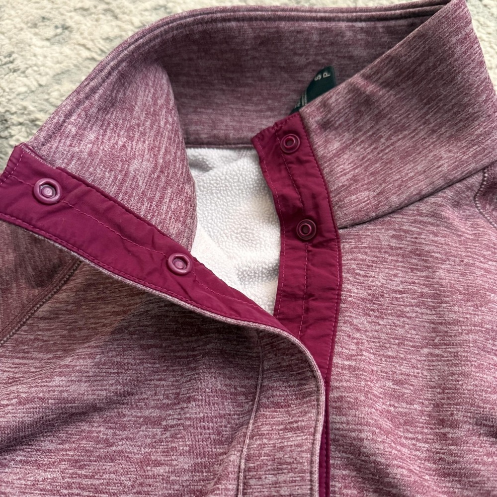 Mountain Hardwear Sweatshirt Womens Small Pink Henley Thumbholes Zip Pocket - Picture 14 of 16
